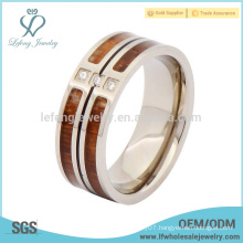 Crystal silver titanium and wood rings,wood titanium man ring